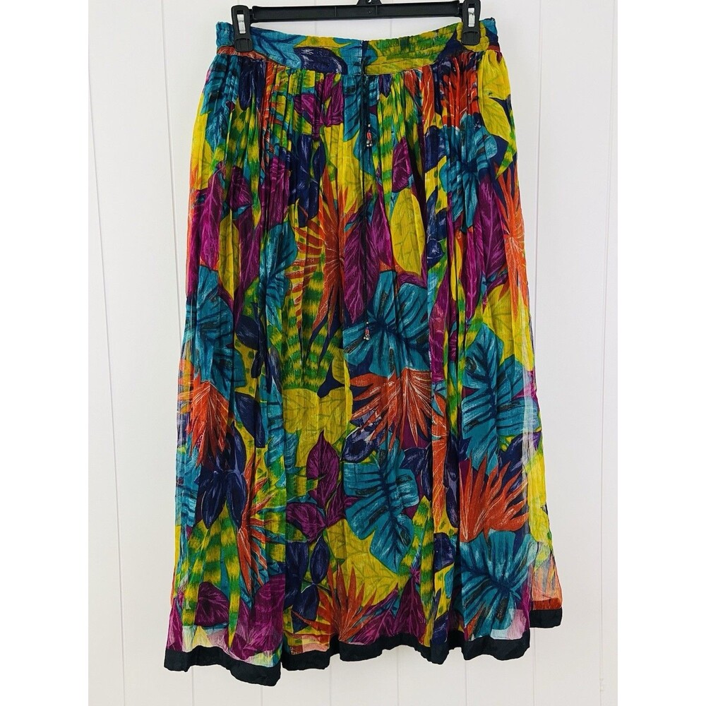 Vintage Le Mieux Colorful Chiffon Flowy Boho Hippie Gypsy Maxi Skirt Elastic OS